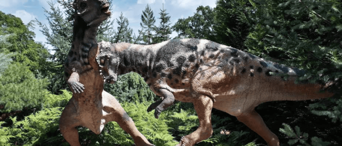 Dinopark v Plzni s hřištěm a dinosauřími exponáty
